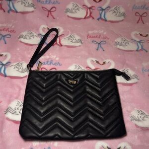 Black Quilted Wristlet Clutch
